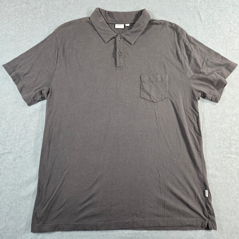 Onia Mens Charcoal Gray Short Sleeve Pocket Polo Shirt Size Large